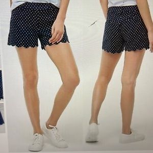 J Crew Scalloped Polka Dot Navy Blue & White Shorts